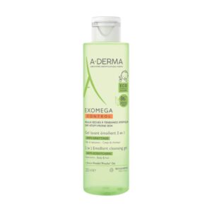 A-Derma, Exomega Control, Anti-Scratching & Soothing, Gel detergente, Per capelli & corpo, 200 ml